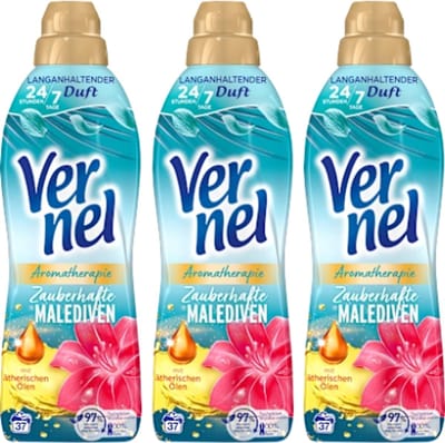 Vernel Wasverzachter - Aromatherapie Betoverende Maldiven - Multipack | 3x 814ml - Tot zeven dagen lang omhuld met een aangename geur