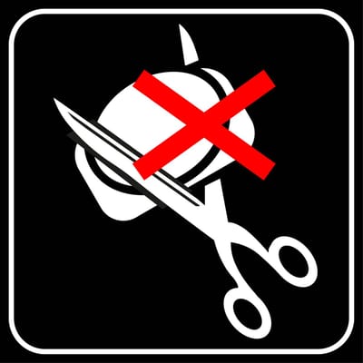 Niet snijden, knippen of doorboren sticker 100 x 100 mm