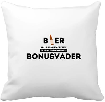 Akyol - bier, nu ik je aandacht heb je bent een geweldige bonusvader Kussen hoes - Papa - de beste bonusvader - vader cadeautjes - vaderdag - verjaardagscadeau - verjaardag - cadeau - geschenk - kado - gift - vader artikelen - 40 bij 40 cm