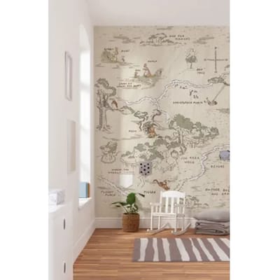 Fotobehang Winnie The Pooh Map - Bruin - 2,40m X 200cm