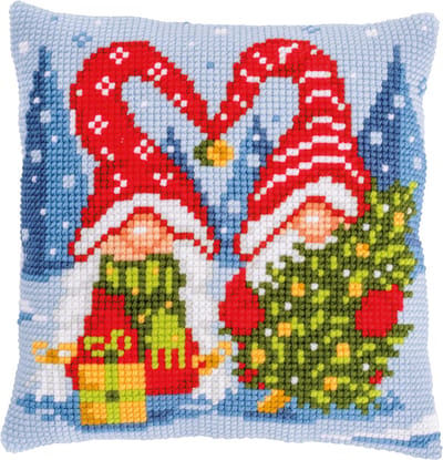Vervaco - Kruissteekkussen kit - Kerst - Gnomeskoppel - PN-0201600 - Borduren - Borduurpakket - Borduurpakket volwassenen - Borduurpakket kind