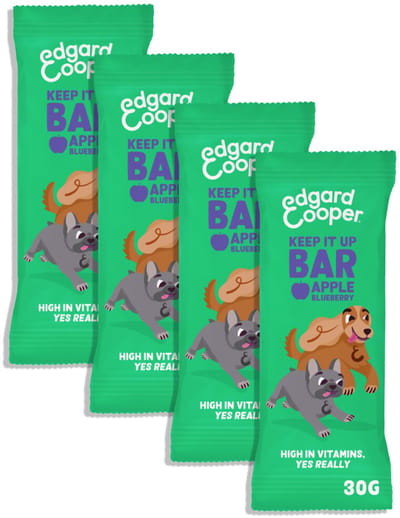Edgard & Cooper 4x Hondensnack - Appel Keep It Up Bar (4 x 30g reep), Graanvrij, Eiwitrijk vers vlees, vol essentiële aminozuren voor gezonde binnenkant