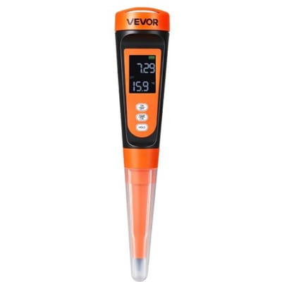 VEVOR pH-meter voor levensmiddelen, meetbereik 0–14, waterdichte sonde (IP68), meter met automatische temperatuurcompensatie, kalibratiepoeder, voor voedselfermentatie, deeg en vlees