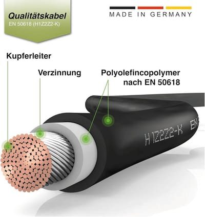 Zonnestekker verlengkabel 6 mm² tot 50 m - Rood/Zwart