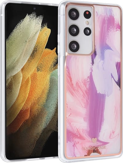 UNIQ Accessory Telefoonhoesje Samsung Galaxy S21 Ultra - Print, Roze - TPU - Bescherming van Telefoon