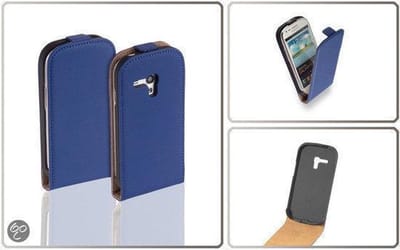 Lelycase Flip Case Leder Cover Hoesje Samsung Galaxy S3 Mini VE I8200 Blauw