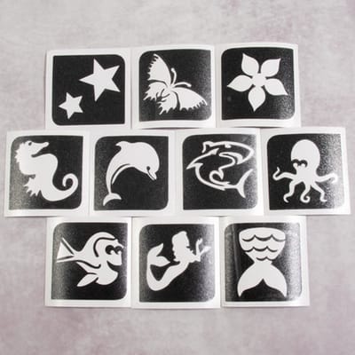 Temporary Tattoo Stencil Set - Sjablonen Glitter Tattoos - Aqua