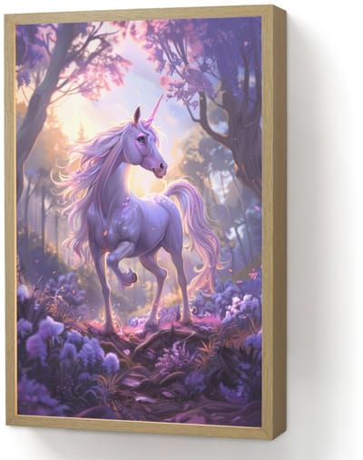 Wandlamp 40x60 cm - Oplaadbaar - Eenhoorn - Paars - Sprookje - Fantasy dier - Wandlampen binnen woonkamer - Slaapkamer lamp - Decoratieve nachtlamp - Vloerlamp draadloos