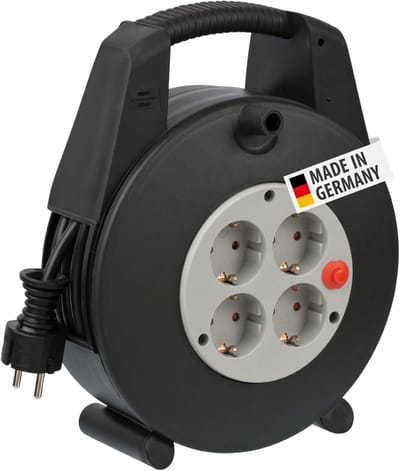 Kabelbox 4-voudig - Kabelhaspel binnen - Stopcontacten organiseren - Oververhitting beveiligd - 15 meter kabel - Zwart grijs