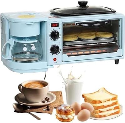 Ontbijtmachine 3-in-1 - Keukenapparaat Combo - Snel Ontbijten - Ruime 9L Capaciteit - 1050W - Zwart