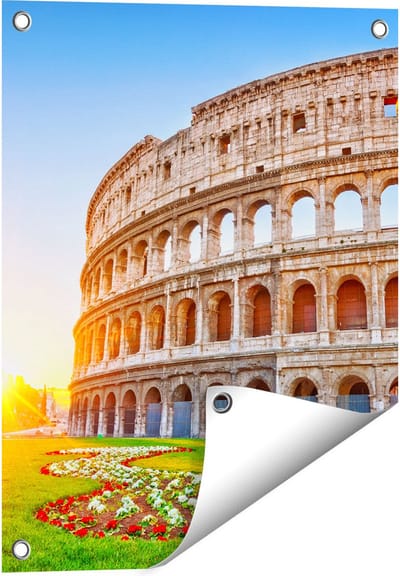 Gards Tuinposter Colosseum bij Zonsopgang in Rome, Itali� - 40x50 cm - Tuindoek - Tuindecoratie - Wanddecoratie buiten - Tuinschilderij