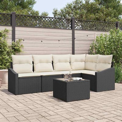vidaXL Bankstel 6 st Zwart poly rattan
