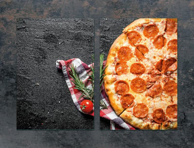 TMK ArtDeko - Glasbeschermplaat voor Keuken - 2x 35x52 cm - PIZZA - Veiligheidsglas