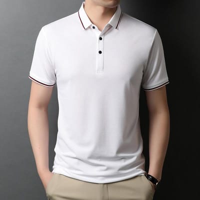 T-shirt met korte mouwen voor heren Polokraag Effen kleur Casual T-shirt Zomer Nieuw Ademend Dunne Polo XXXL white
