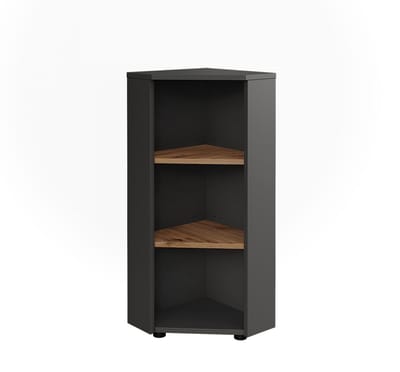 Vicco Hoek tussenkast Irma, Antraciet/Goudkleurig Eiken, 33 x 81 cm 3 opbergvakken