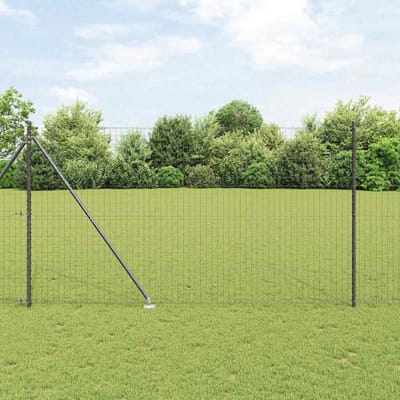 vidaXL - Euro-hek - met - grondpennen - 10 - x - 1,5 - m - PVC-Coated - Staal - Grijs - Mesh