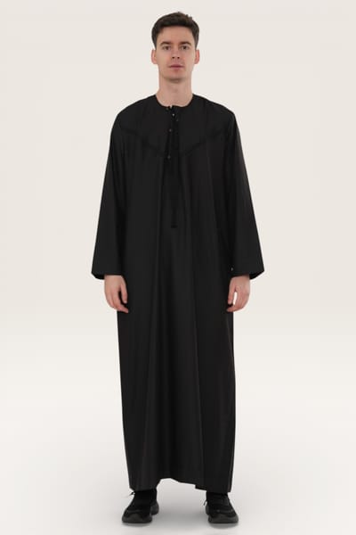 Heren zwarte Eid Marokkaanse Jubba Robe Djellaba Ramadan Eid Thobe LFS-HM11