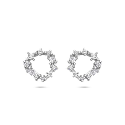 Zilveren gerhodineerde oorknoppen zirkonia 11 mm - 1340827