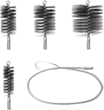 Set van 5 Robuuste Staal Ductborstels van 30/50/80/150 mm voor het Reinigen van Kachelpijpen en Schoorstenen