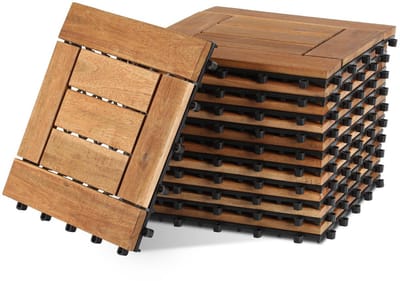 Acaciahouten Tegels - Kliktegels Hout - Balkon Terras - Drainage Systeem - 30x30 cm - Donkerbruin