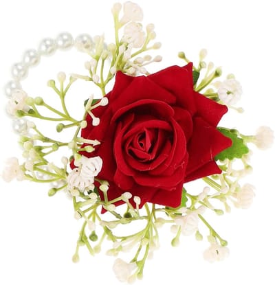 Armband Corsage - Kunstbloemen Pols - Bruiloft Decoratie - Handgemaakt Ontwerp - 13 x 11 x 5 cm - Rood