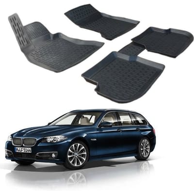 SCOUTT 3D Tapis de sol en caoutchouc pour BMW 5 Série F11 - Sur mesure - Résistant à l'eau - Design 3D noir
