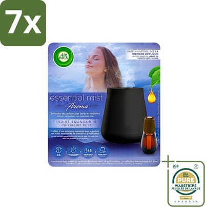 7 x Air Wick Essential Mist - Automatische Luchtverfrisser Kit - Innerlijke Rust - Eucalyptus & Lavendel - Grootverpakking - Luchtverfrisser - Aromatherapie - Eucalyptus - Lavendel - Rustgevende Geur