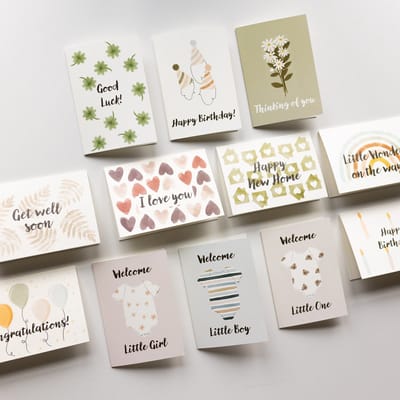 12x hippe gekleurde kaartjes (A6 formaat) - kaartjes om te versturen - kaartenset - kaartjes blanco - kaartjes met tekst - wenskaarten