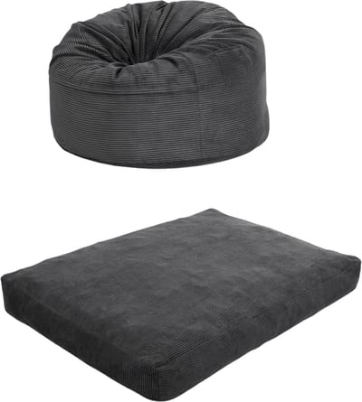 Queen Size Vloermatras - Voor Woonkamer & Zithoek - Oprolbaar Converteerbaar - Dikker Kussen met Wasbare Corduroy Hoes - Dark Grijs-Queen Size