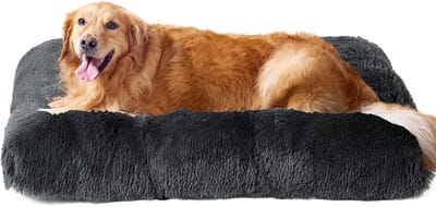 Hondenmand Extra Grote Maat (XL), Anti-Stress Machinewasbaar en Antislip Hondenkussen, Zachte Pluche Hondenhok, Donkergrijs, 112x85cm