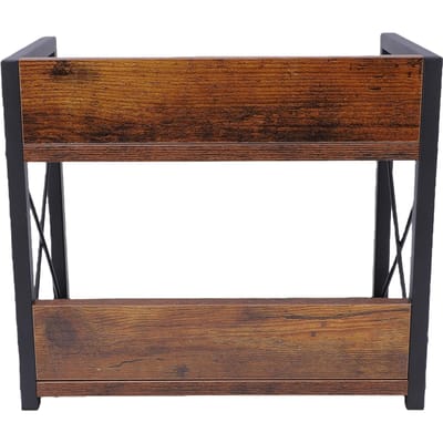 Étagère Organisateur de Comptoir Élégante Rétro à 2 Niveaux pour Cuisine Salle de Bain brown
