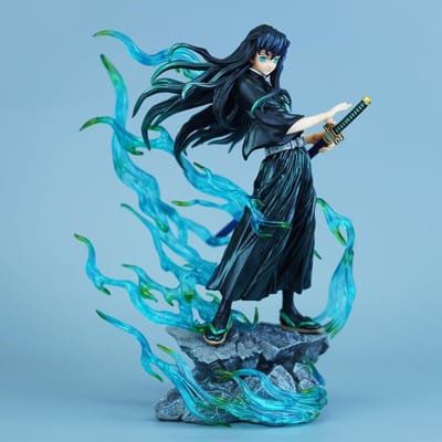 25cm/9.84in Anime Demon Slayer Figuur Tokitou Muichirou Actiefiguren Pvc Beeldje Bureau Ornament Verzameling Model Speelgoed Cadeaus blue