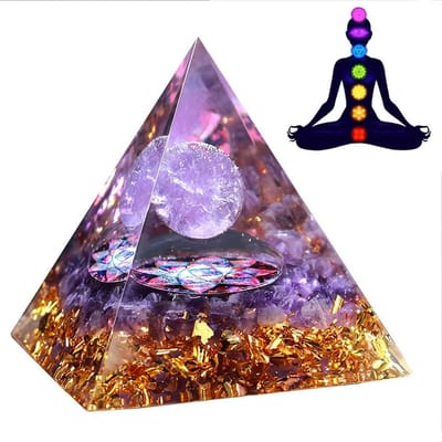Orgoniet Piramide - Kristal Decoratie - Meditatie en Ontspanning - Positieve Energie - 7 cm - Paars