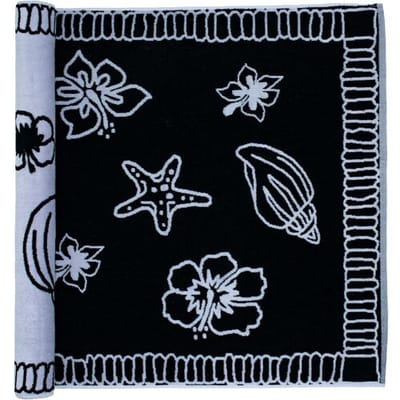 The One Towelling Hawaii Strandlaken - 90 x 190 cm - Groot badlaken - 100% Gekamd katoen - 550 gr/m² - Zwart/Wit