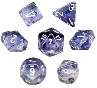 Chessex Nebula Black/white Polydice Dobbelsteen Set (7 stuks)