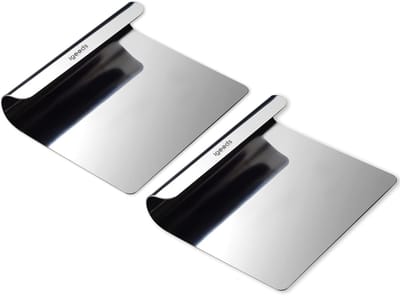 Igoods Multifunctionele Keukenhulp - Groenteschep - Kookschep - Kookspatel - 18/10 Roestvrij Staal - RVS - Deegschraper - 12 x 14 cm - 2 Stuks
