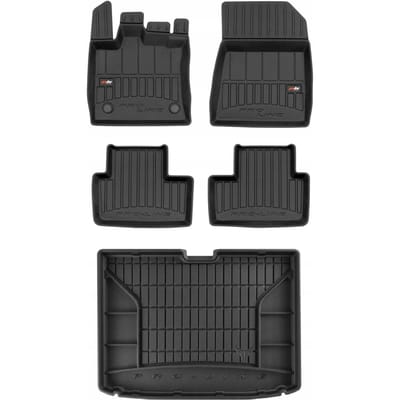 FROGUM PROLINE 3D Set - Rubberen Automatten + Kofferbakmat - Geschikt voor RENAULT Captur II (vanaf 2019) - Lage laadvloer - Zwart