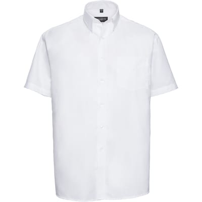 Russell Collection Heren Klassiek Effen Oxford Overhemd Met Korte Mouwen (Wit)