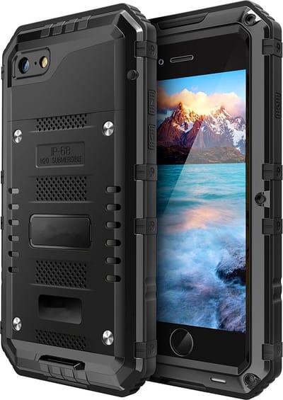 Cadorabo Hoesje geschikt voor Apple iPhone 8 in ZWART - Robuuste 360° all-round bescherming met displaybescherming - Schokbestendige Outdoor Heavy Duty beschermhoes