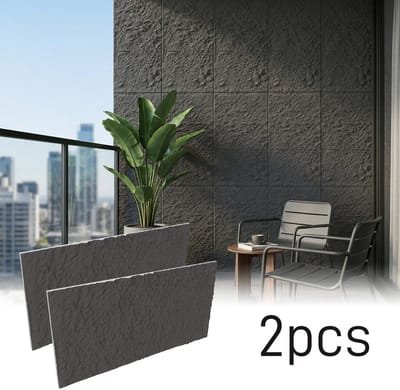 Froadp 2 stuks Plaatwerk met rotslook, 120 x 62 cm, 3 cm dik wandpanelen, PU-wandbekleding Lichtgrijs