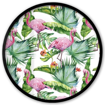 Poster in lijst Rond - Fotolijst 40x40 cm - Posters - Bladeren - Flamingo - Bloemen - Jungle - Ronde posterlijst zwart - Decoratie - Wanddecoratie woonkamer - Muurdecoratie slaapkamer