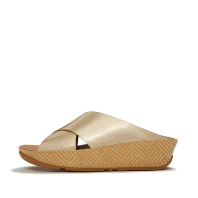 FITFLOP Lulu Lux Cross Slide Slippers - Dames - Goudkleurig - Maat 43