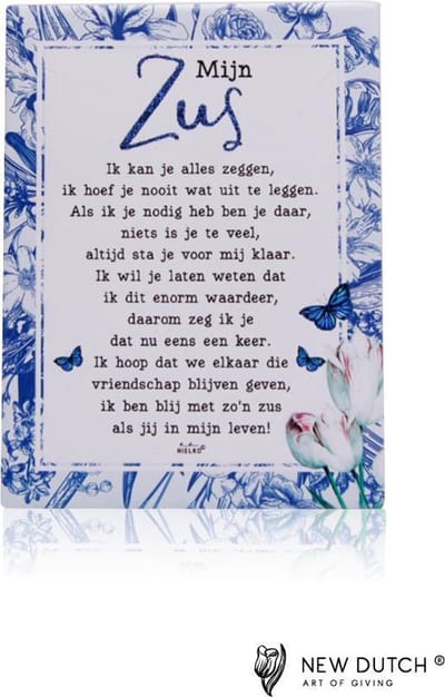 Gedichtentegel van rawa geschenken Wat ik je zeggen wil... Mijn Zus