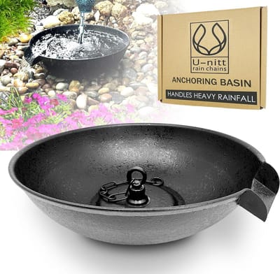 Regenketting Verankeringsbak - Opvangkom Schotel - Regenwater Opvangen - Vervangt Regenpijp - 30 cm Diameter - Zwart