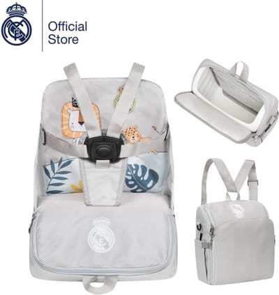 REAL MADRID™ baby Lounger | rugzak & stoel combo | Grijs | Officiële Real Madrid Licentie