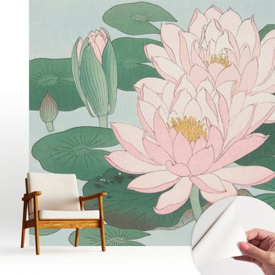 Wallfluent Zelfklevend Behang - Waterlotus Stickerbehang op rol - 250x250 cm - Groente Zelfklevend Behang - Plakklare achterzijde - Voor de slaapkamer, woonkamer en hal Zelfklevend Behang