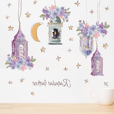 Ramadan Stickers voor Muurdecoratie, Eid Mubarak Versiering, Islamitische Decoratie met Maan en Sterren, Zelfklevende Stickers voor Thuisgebruik