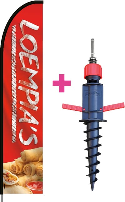 Beachflag - Loempia's #2 - Vlag + Grondboor + Rotator + Hengelsysteem + Draagtas - Actievlag.nl
