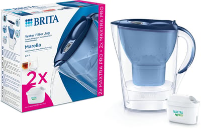BRITA - Waterfilterkan - Marella Cool - 2,4L - Blauw - incl. 2 MAXTRA PRO ALL-IN-1 waterfilterpatronen - Voordeelverpakking