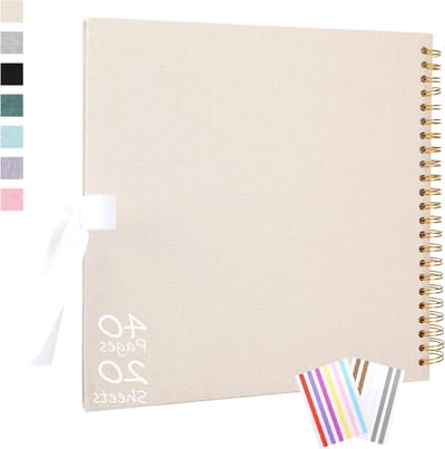 Plakboek Album - Scrapbook Geheugenboek - Herinneringen Personaliseren - Elegante Vlinderboog Sluiting - 25x25 cm 40 Pagina's - Beige